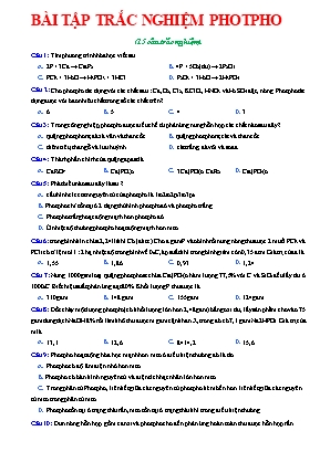 Bài tập trắc nghiệm Hoá học 11 - Bài 10 Photpho (Có đáp án)